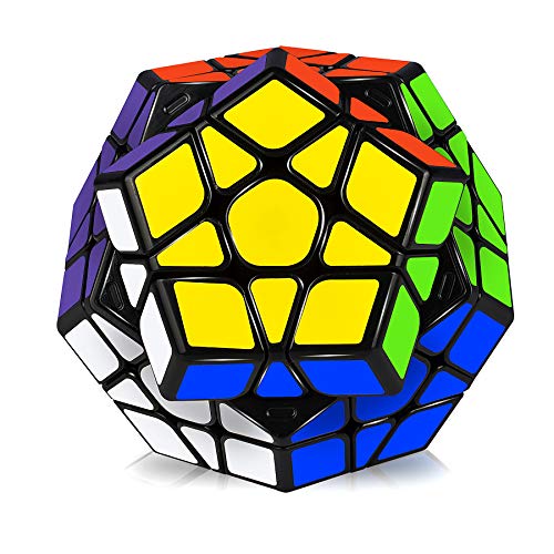 JQGO Zauberwürfel Megaminx Speed Puzzle Cube, Dodekaeder Speed Cube - Einfaches Drehen & Glatt Spiel & Lebendige Farben, PVC Aufkleber Cube (Schwarz) von JQGO