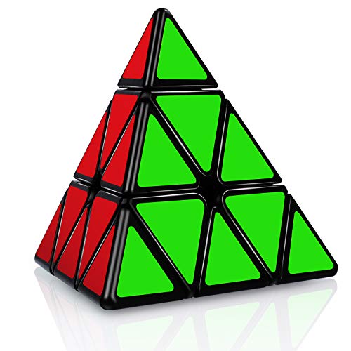 JQGO Pyramide Zauberwürfel, 3x3x3 Pyraminx Speed Puzzle Cube, Pyramid Magic Cube für Kinder Jugendlichen mit PVC Aufklebe - Leicht zu Drehen von JQGO