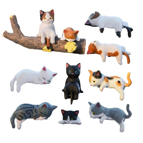 JQTOP Mniature-Katzen-Sammelfiguren, niedliche Katze, Tierfiguren, Mini-Gartendekoration, Kuchendekoration, Auto-Dekoration (11) von JQTOP