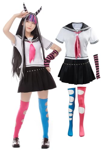 JRCRIN Mioda Ibuki Cosplay Kostüm High School Uniform Outfit Weiß (Weiß, L) von JRCRIN