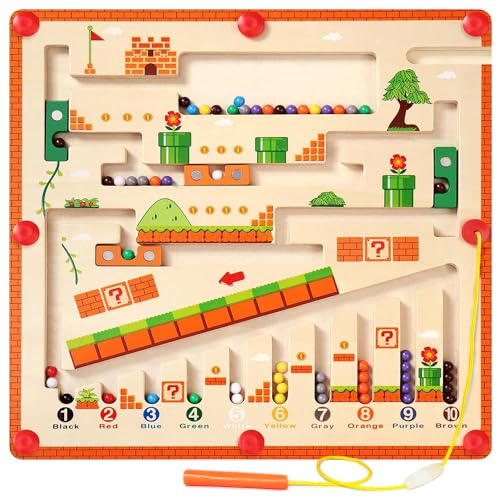 Montessori Spielzeug für kleine Kinder im Alter von 3 4 5, hölzerne Puzzle Aktivität Bretter Feinmotorik Spielzeug Anzahl und Farbe Labyrinth Bretter Geschenke für Alter 3-12 (Pilze) von JRD&BS WINL
