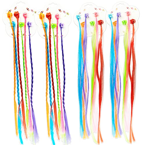 24 Stück Kinder-Haarverlängerungen, Kinder-Haar-Accessoires mit Haarspangen, Clip-on Haar Zopfverlängerungen, für Party, Festival, Dekoration, Geschenke, Performance von JRSHIRLEYLTD