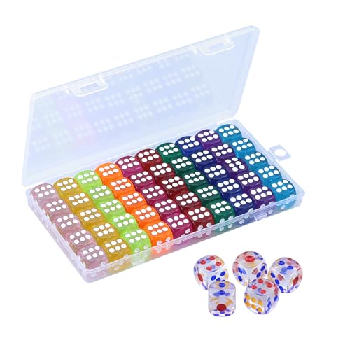 55 Stück Polyedrische Würfel,14mm Spielwürfel, Acryl Würfel Bunt, 10 Farben mit Aufbewahrungsbox,Runden Ecken für Würfelspiele Tischspiele Bar KTV Party von JRSHIRLEYLTD