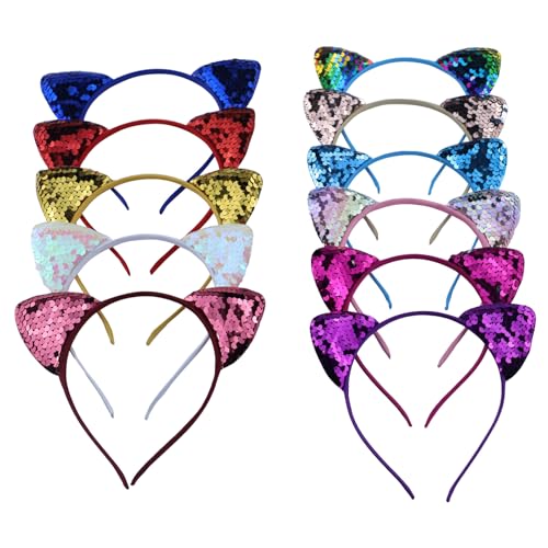 JRSHIRLEYLTD 11 Stück Glitzer Katze Haar Hoops,Katzenohren Haarreif Set,Metall katzenohren Stirnband Pailletten,Cat Ears Stirnbänder Mädchen Haarschmuck Für Geburtstagsparty Cosplay JRSHIRLEYLTD 11 Stück Glitzer Katze Haar Hoops,Katzenohren Haarreif Set,Metall katzenohren Stirnband Pailletten,Cat Ears Stirnbänder Mädchen Haarschmuck Für Geburtstagsparty Cosplay von JRSHIRLEYLTD