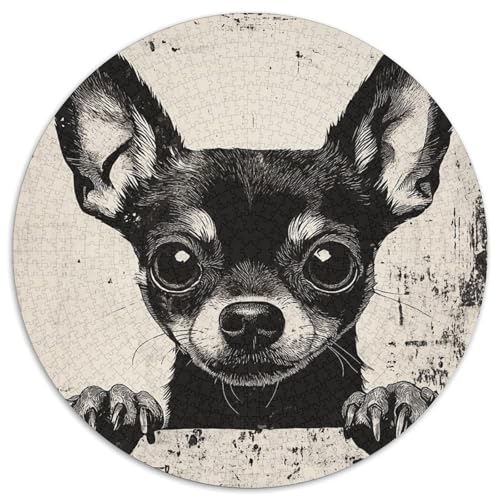 Chihuahua 1000 Teile Rundes Puzzle Schwer Stressabbau Spielzeug Fü Erwachsene Puzzle Geschenke Von Pädagogisches Stressabbau Für Erwachsene Und Kinder 1000pcs (67.5x67.5cm) von JRVASNXOP
