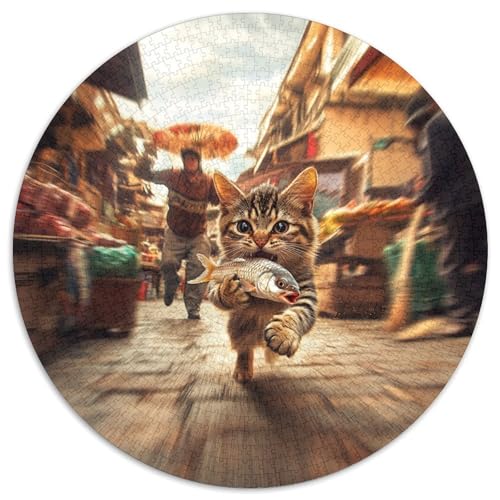 Chinese Rural Cat 1000 Teile Rundes Puzzle Schwer Stressabbau Spielzeug Fü Erwachsene Jigsaw Für Wand Dekoration Spielzeug Für Erwachsene Kinder Für Erwachsene Und Kinder 1000pcs (67.5x67.5cm) von JRVASNXOP