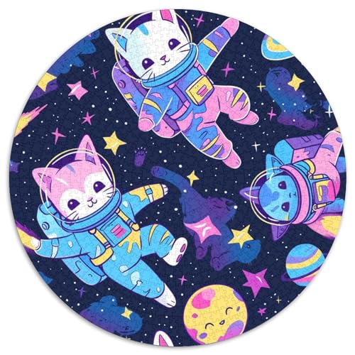 Cute Happy Kittens 1000 Teile Rundes Puzzle Schwer Stressabbau Spielzeug Fü Erwachsene Puzzles Für Wand Dekoration Spielzeug Für Erwachsene Kinder Für Erwachsene 1000pcs (67.5x67.5cm) von JRVASNXOP