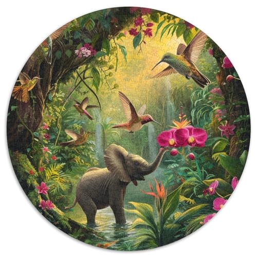 Cute Little Elephant 1000 Teile Rundes Puzzle Pädagogisches Stressabbau Puzzle Geschenke Von Spielzeug Für Erwachsene Kinder Für Erwachsene 1000pcs (67.5x67.5cm) von JRVASNXOP