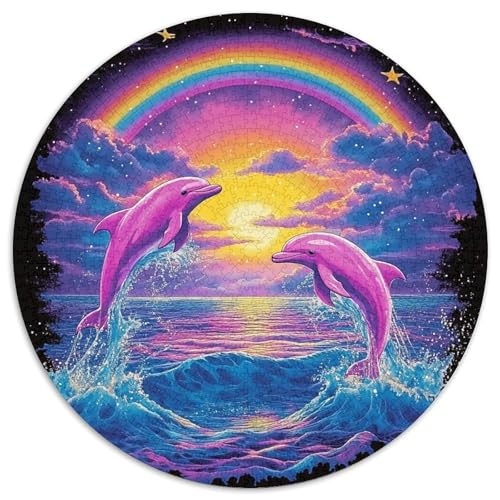 Dolphin 1000 Teile Rundes Puzzle Schwer Stressabbau Spielzeug Fü Erwachsene Puzzles Geschenke Von Spielzeug Für Erwachsene Kinder Für Erwachsene Und Kinder 1000pcs (67.5x67.5cm) von JRVASNXOP