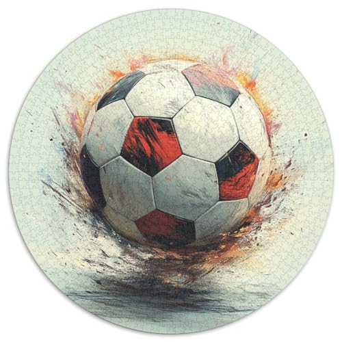 Football 1000 Teile Rundes Puzzle Pädagogisches Stressabbau Puzzle Für Wand Dekoration Pädagogisches Stressabbau Für Erwachsene 1000pcs (67.5x67.5cm) von JRVASNXOP