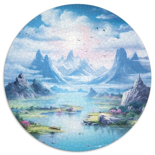 Lakes and Snowy Mountains 1000 Teile Rundes Puzzle Schwer Stressabbau Spielzeug Fü Erwachsene Jigsaw Geschenke Von Pädagogisches Stressabbau Für Erwachsene 1000pcs (67.5x67.5cm) von JRVASNXOP