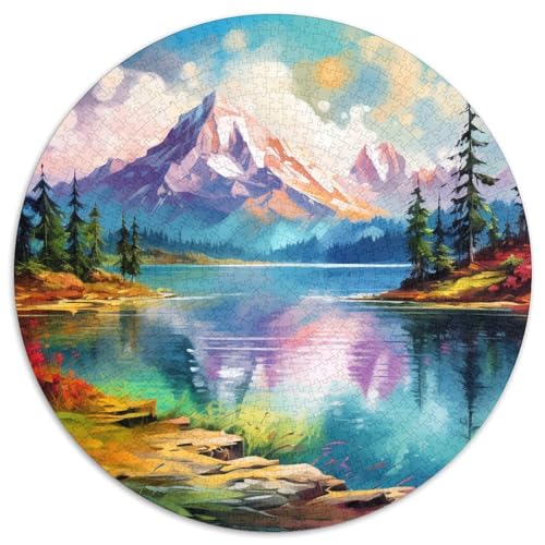 Lakes and Snowy Mountains 1000 Teile Rundes Puzzle Schwer Stressabbau Spielzeug Fü Erwachsene Puzzle Geschenke Von Spielzeug Für Erwachsene Kinder Für Erwachsene 1000pcs (67.5x67.5cm) von JRVASNXOP
