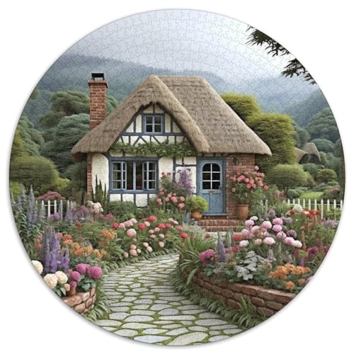 Mountain Village Cottage 1000 Teile Rundes Puzzle Schwer Stressabbau Spielzeug Fü Erwachsene Puzzles Für Wand Dekoration Pädagogisches Stressabbau Für Erwachsene 1000pcs (67.5x67.5cm) von JRVASNXOP
