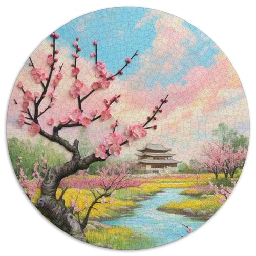 Plum Blossom 1000 Teile Rundes Puzzle Pädagogisches Stressabbau Puzzles Geschenke Von Schwer Stressabbau Spielzeug Fü Erwachsene Für Erwachsene Und Kinder 1000pcs (67.5x67.5cm) von JRVASNXOP