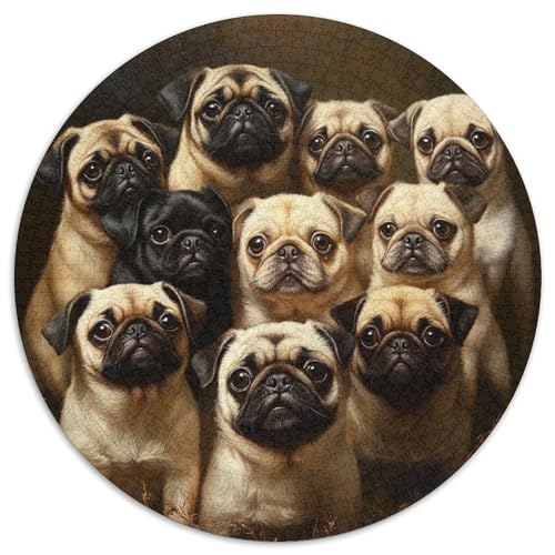 Pug 1000 Teile Rundes Puzzle Schwer Stressabbau Spielzeug Fü Erwachsene Puzzles Geschenke Von Spielzeug Für Erwachsene Kinder Für Erwachsene 1000pcs (67.5x67.5cm) von JRVASNXOP