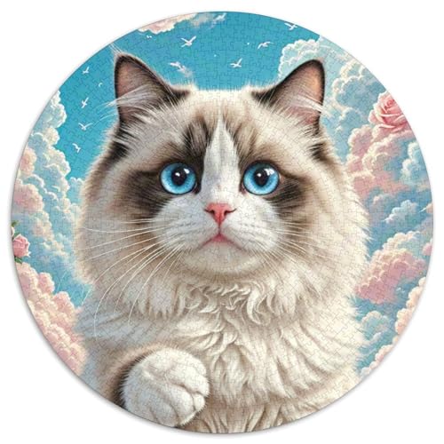 Ragdoll Cat 1000 Teile Cat Animal Rundes Puzzle Pädagogisches Stressabbau Puzzle Für Wand Dekoration Pädagogisches Stressabbau Für Erwachsene Und Kinder 1000pcs (67.5x67.5cm) von JRVASNXOP
