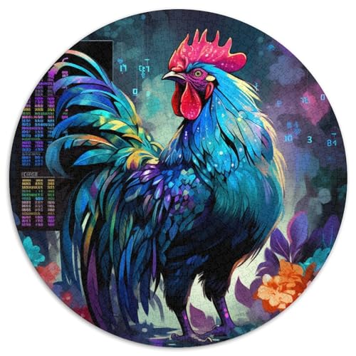 Roosters 1000 Teile Rundes Puzzle Schwer Stressabbau Spielzeug Fü Erwachsene Puzzle Für Wand Dekoration Spielzeug Für Erwachsene Kinder Für Erwachsene 1000pcs (67.5x67.5cm) von JRVASNXOP