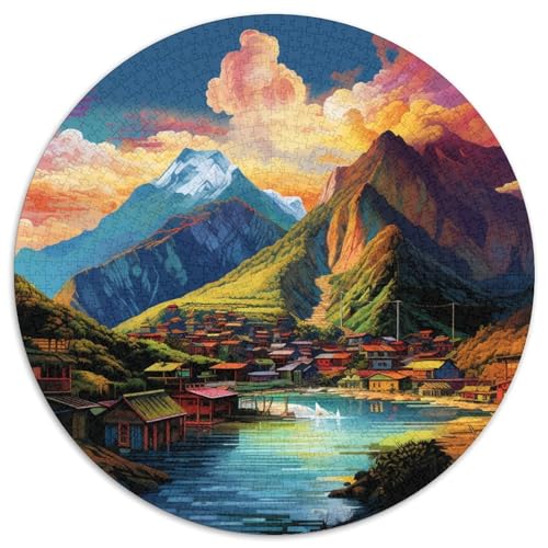 Villages 1000 Teile Rundes Puzzle Schwer Stressabbau Spielzeug Fü Erwachsene Jigsaw Für Wand Dekoration Spielzeug Für Erwachsene Kinder Für Erwachsene Und Kinder 1000pcs (67.5x67.5cm) von JRVASNXOP