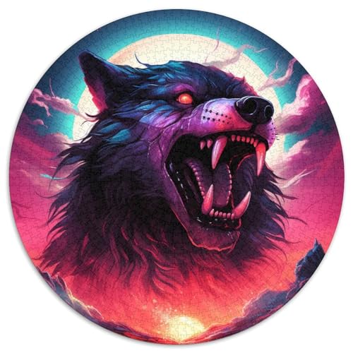 Wolf 1000 Teile Rundes Puzzle Schwer Stressabbau Spielzeug Fü Erwachsene Puzzle Für Wand Dekoration Schwer Stressabbau Spielzeug Fü Erwachsene Für Erwachsene Und Kinder 1000pcs (67.5x67.5cm) von JRVASNXOP