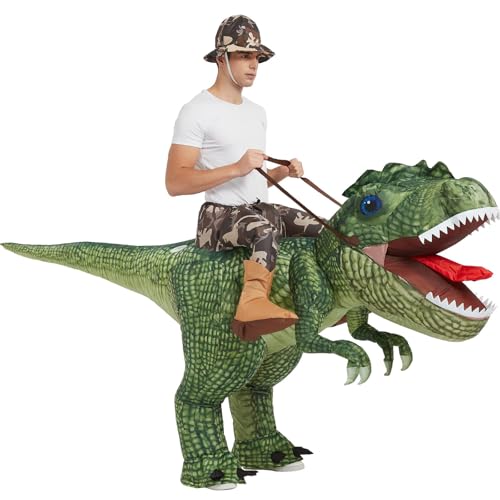 Aufblasbares Halloweenkostüm für Erwachsene, Dinosaurier-Reittier T-Rex für Kinder, lustige Partykleidung, wasserdichter und luftabweisender Stoff, integrierte kleine Taschen Spotted 150-190cm Aufblasbares Halloweenkostüm für Erwachsene, Dinosaurier-Reittier T-Rex für Kinder, lustige Partykleidung, wasserdichter und luftabweisender Stoff, integrierte kleine Taschen Spotted 150-190cm von JS Ellie