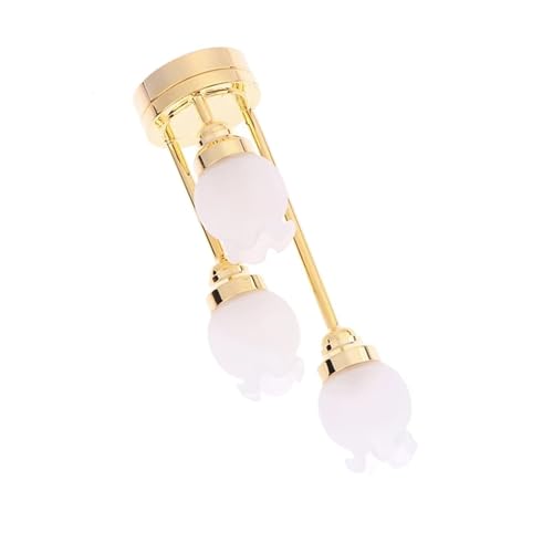 1/12 Dollhouses Wohnzimmer Kronleuchter LED Deckenlampe Mit Goldenem Basis Blumenglas Schatten Für Wärme Szene Realistisches Licht 1/12 Dollhouses Wohnzimmer Kronleuchter LED Deckenlampe Mit Goldenem Basis Blumenglas Schatten Für Wärme Szene Realistisches Licht von JSGHGDF