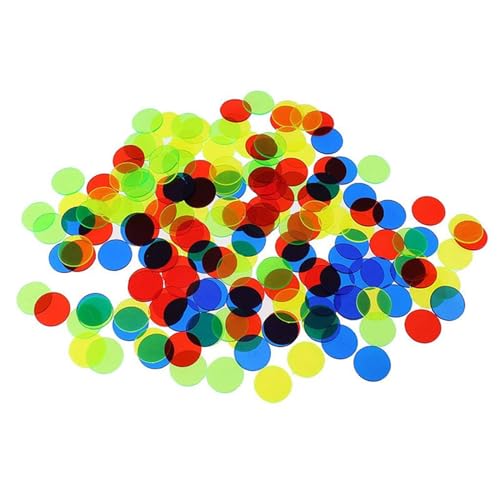 JSGHGDF 100pcs Counting Colored Chip Clear Math Game Marker Mathematikspielzeug Bingo Chip Plastikmarker Zähler von JSGHGDF