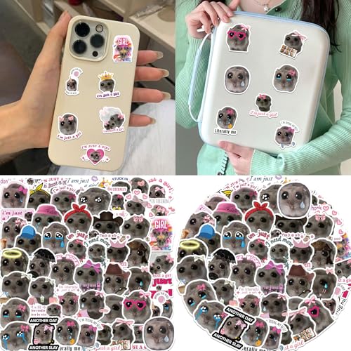JSGHGDF 56 Teile Set Sad Hamster Cartoon Aufkleber Lustige Abziehbilder Für Laptop Computer Telefon Tablet Electronic Gear von JSGHGDF