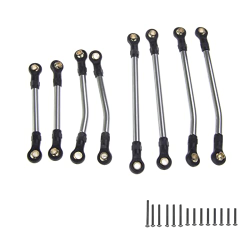 JSGHGDF 8pcs Edelstahlverbindungen Setzen Geeignete for 1/18 Crawler TRX4M Chassis Fahrwerk Hoch Freigabe Upgrade Teil von JSGHGDF