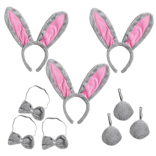JSGHGDF Animal Hair Hoop Set Kaninchen Kostüme Set Schwanz Bowtie Kaninchen Ohren Stirnbänder Set Kaninchen Kopfbedeckung Kaninchen Haar Reif JSGHGDF Animal Hair Hoop Set Kaninchen Kostüme Set Schwanz Bowtie Kaninchen Ohren Stirnbänder Set Kaninchen Kopfbedeckung Kaninchen Haar Reif von JSGHGDF