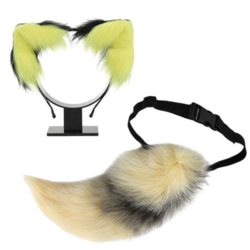 JSGHGDF Animal Rollenspiel Outfit Set Pelztier Schwanzkostüm Und Plüschohrstirnband Für Frauen Halloween Cosplay Tierkostüm JSGHGDF Animal Rollenspiel Outfit Set Pelztier Schwanzkostüm Und Plüschohrstirnband Für Frauen Halloween Cosplay Tierkostüm von JSGHGDF