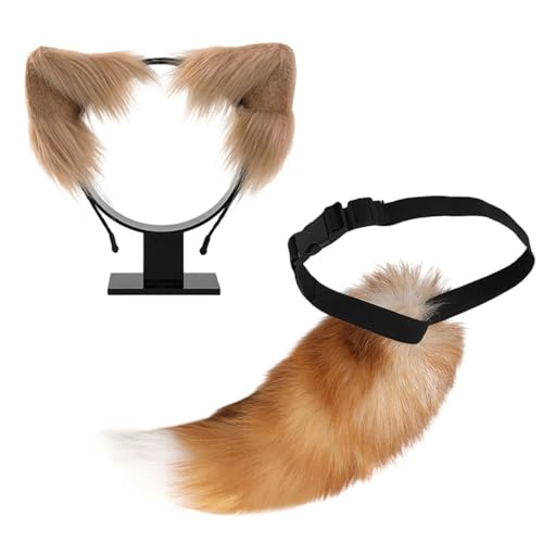 JSGHGDF Animal Rollenspiel Outfit Set Pelztier Schwanzkostüm Und Plüschohrstirnband Für Frauen Halloween Cosplay Tierkostüm JSGHGDF Animal Rollenspiel Outfit Set Pelztier Schwanzkostüm Und Plüschohrstirnband Für Frauen Halloween Cosplay Tierkostüm von JSGHGDF