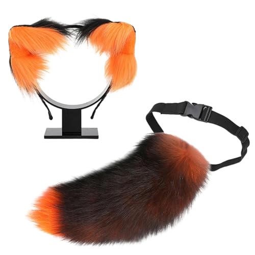 JSGHGDF Animal Rollenspiel Outfit Set Pelztier Schwanzkostüm Und Plüschohrstirnband Für Frauen Halloween Cosplay Tierkostüm JSGHGDF Animal Rollenspiel Outfit Set Pelztier Schwanzkostüm Und Plüschohrstirnband Für Frauen Halloween Cosplay Tierkostüm von JSGHGDF