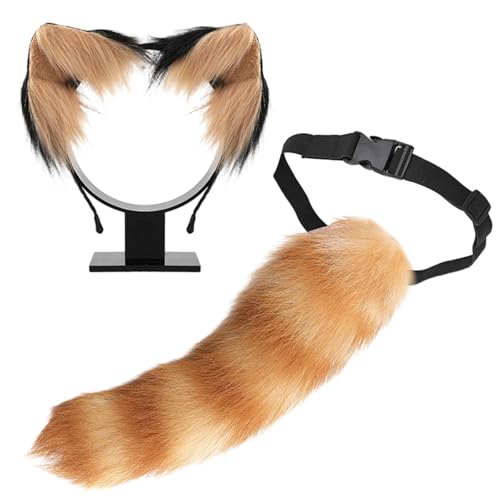 JSGHGDF Animal Rollenspiel Outfit Set Pelztier Schwanzkostüm Und Plüschohrstirnband Für Frauen Halloween Cosplay Tierkostüm JSGHGDF Animal Rollenspiel Outfit Set Pelztier Schwanzkostüm Und Plüschohrstirnband Für Frauen Halloween Cosplay Tierkostüm von JSGHGDF