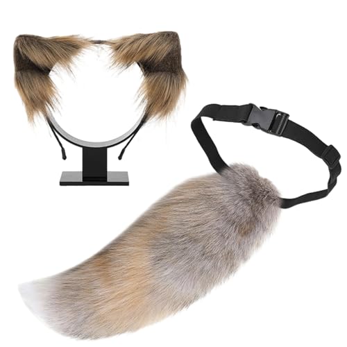 JSGHGDF Animal Rollenspiel Outfit Set Pelztier Schwanzkostüm Und Plüschohrstirnband Für Frauen Halloween Cosplay Tierkostüm JSGHGDF Animal Rollenspiel Outfit Set Pelztier Schwanzkostüm Und Plüschohrstirnband Für Frauen Halloween Cosplay Tierkostüm von JSGHGDF
