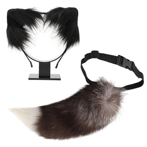 JSGHGDF Animal Rollenspiel Outfit Set Pelztier Schwanzkostüm Und Plüschohrstirnband Für Frauen Halloween Cosplay Tierkostüm JSGHGDF Animal Rollenspiel Outfit Set Pelztier Schwanzkostüm Und Plüschohrstirnband Für Frauen Halloween Cosplay Tierkostüm von JSGHGDF