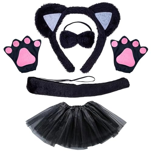 JSGHGDF Bühnenshows Kostüm-Zubehör, Plüsch-Katzenohren, Stirnband/Schwanz/Fliege, Outfit-Set für Kinder, Cosplay, Maskeraden, Party-Requisiten JSGHGDF Bühnenshows Kostüm-Zubehör, Plüsch-Katzenohren, Stirnband/Schwanz/Fliege, Outfit-Set für Kinder, Cosplay, Maskeraden, Party-Requisiten von JSGHGDF