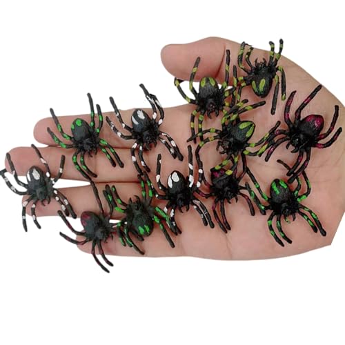 JSGHGDF Bulk 12 Stücke Halloween Spiders Spielzeug Sortiment Für Lustige Goodie Taschen Halloween Dark Craft PVC Spiders von JSGHGDF