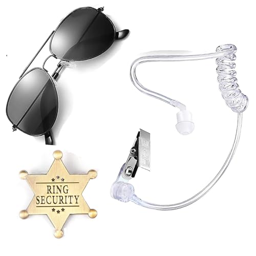 JSGHGDF Halloween Secret Agent Kostüm Mit Ohrhörer Abzeichennadel Und Schwarzen Brillen Für Erwachsene Kid Rollenspiel Spielen Halloween von JSGHGDF