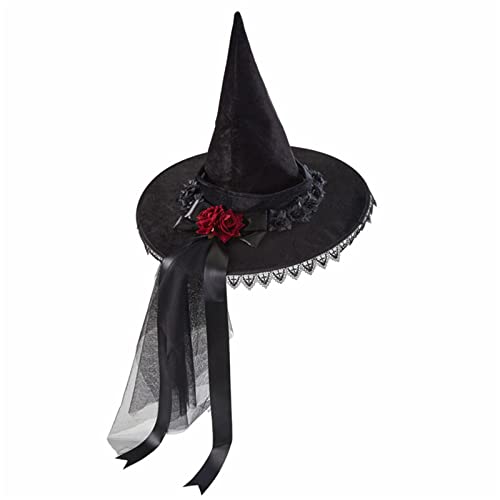 JSGHGDF Hexenhut mit Band Hexenhut für Frauen, Hexenhut für Halloween, Cosplay, Zaubererhut, spitzer Hexenhut, Halloween, Hexenparty JSGHGDF Hexenhut mit Band Hexenhut für Frauen, Hexenhut für Halloween, Cosplay, Zaubererhut, spitzer Hexenhut, Halloween, Hexenparty von JSGHGDF