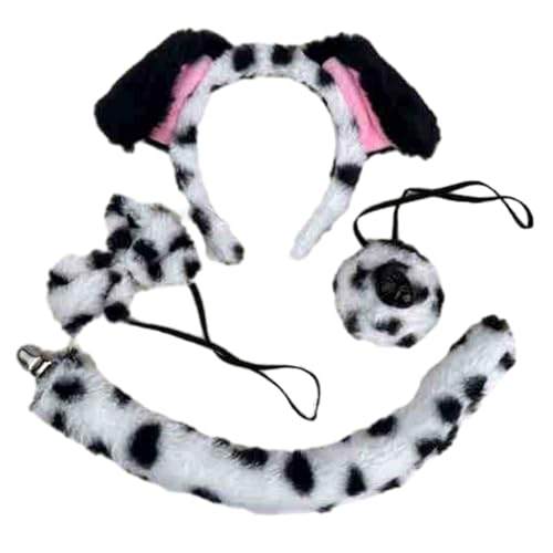 JSGHGDF Kinder Halloween Hunde Kostüm Set Cosplay Kostüme Hund Ohren Stirnband Bowtie Schwanz Und Nase Für Kid Girl Halloween JSGHGDF Kinder Halloween Hunde Kostüm Set Cosplay Kostüme Hund Ohren Stirnband Bowtie Schwanz Und Nase Für Kid Girl Halloween von JSGHGDF
