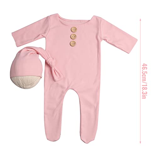 JSGHGDF Langer Strampler für Neugeborene, mit geknoteten Mützen, Knöpfen, einfarbig, 2 Stück JSGHGDF Langer Strampler für Neugeborene, mit geknoteten Mützen, Knöpfen, einfarbig, 2 Stück von JSGHGDF
