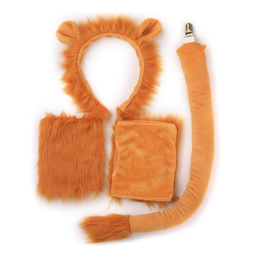 JSGHGDF Löwen Kostüm Tierische Ohren Und Schwanz Set Löwen Kostüme Accessoires Ohren Stirnband Schwanz Bowtie Halloween Cosplay Requisiten JSGHGDF Löwen Kostüm Tierische Ohren Und Schwanz Set Löwen Kostüme Accessoires Ohren Stirnband Schwanz Bowtie Halloween Cosplay Requisiten von JSGHGDF