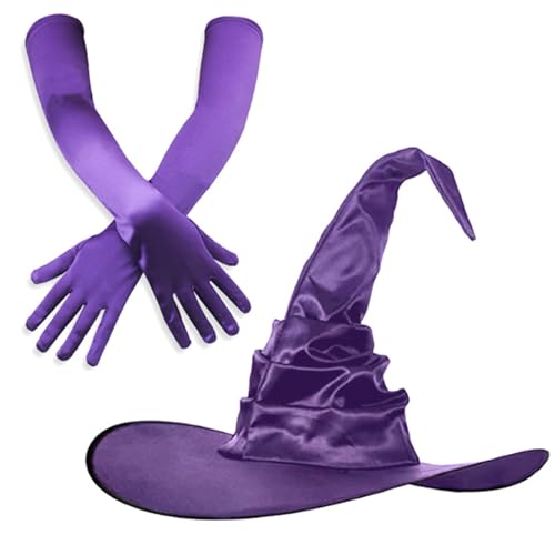 JSGHGDF Luxuriöses Hexenhut-Set, Vintage-Look, Hut, Kostümzubehör für Erwachsene, Kostümzubehör für Halloween-Partys JSGHGDF Luxuriöses Hexenhut-Set, Vintage-Look, Hut, Kostümzubehör für Erwachsene, Kostümzubehör für Halloween-Partys von JSGHGDF