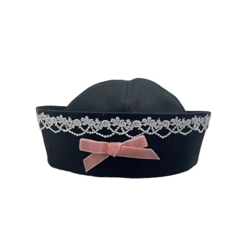JSGHGDF Modischer marineblauer Hut mit Schleife, zarter Hut für Mädchen und Frauen, Uniform, aufgerollte Krempe, Hut für Karneval, Party JSGHGDF Modischer marineblauer Hut mit Schleife, zarter Hut für Mädchen und Frauen, Uniform, aufgerollte Krempe, Hut für Karneval, Party von JSGHGDF