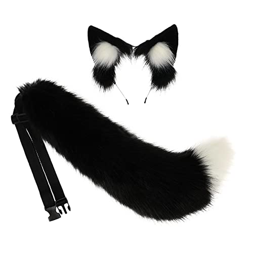 JSGHGDF Ohren- und Schwanz-Set, pelzige Ohren, Stirnband mit Schwanz, Halloween, Cosplay, Party, Kostüm, Zubehör für Erwachsene und Kinder JSGHGDF Ohren- und Schwanz-Set, pelzige Ohren, Stirnband mit Schwanz, Halloween, Cosplay, Party, Kostüm, Zubehör für Erwachsene und Kinder von JSGHGDF