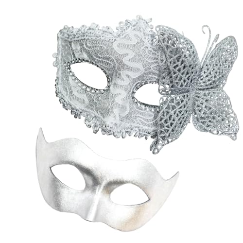 JSGHGDF Paar Maskerade Augenmaske Halbgesicht Maskerade Maske Masquerade Kostüm Accessoire Für Männer Frauen Halloween Hochzeit Abschlussball von JSGHGDF