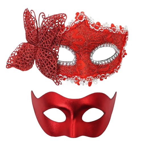 JSGHGDF Paar Maskerade Augenmaske Halbgesicht Maskerade Maske Masquerade Kostüm Accessoire Für Männer Frauen Halloween Hochzeit Abschlussball von JSGHGDF