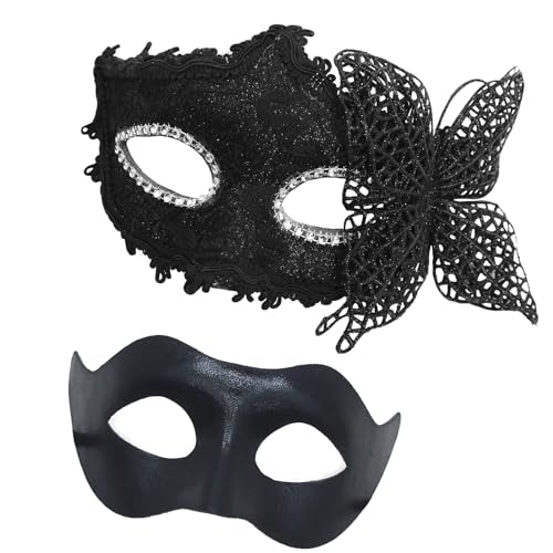 JSGHGDF Paar Maskerade Augenmaske Halbgesicht Maskerade Maske Masquerade Kostüm Accessoire Für Männer Frauen Halloween Hochzeit Abschlussball von JSGHGDF