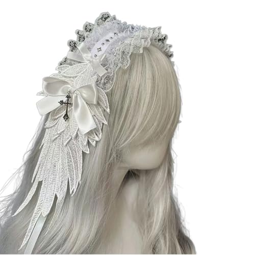 JSGHGDF Punk Anime Maid Stirnband Mit Engelsflügel Bequemer Spitzenverkleidungskopfschreiber Kostüm Haarband Für Frauen Besondere Anlass Einzigartige Haardekoration JSGHGDF Punk Anime Maid Stirnband Mit Engelsflügel Bequemer Spitzenverkleidungskopfschreiber Kostüm Haarband Für Frauen Besondere Anlass Einzigartige Haardekoration von JSGHGDF