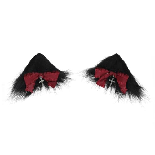 JSGHGDF Punk Maid Katzen Ohr Haarspange Schleife Haarspange Kostüm Haarspangen weiblich Rollenspiel Party Maskeraden Kopfbedeckung von JSGHGDF